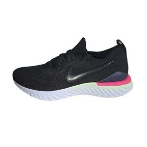 Nike Womens Epic React Flyknit 2 Black Pink Lime Sz 9 BQ8927 003 Running Shoes